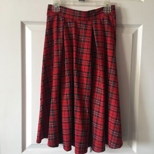 Red plaid skirt
